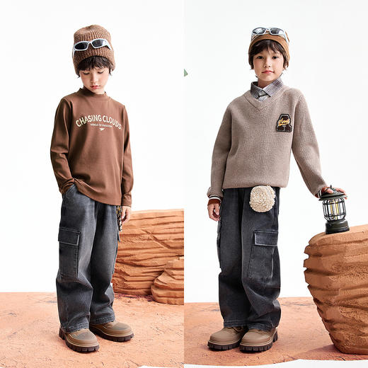 【实体店同款】男童全腰牛仔长裤冬季新款安奈儿童装AB546042 商品图3