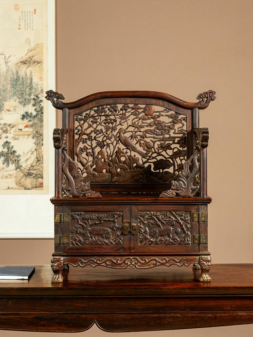 清早期	黄花梨透雕锦上添花宝座式镜台 商品图1