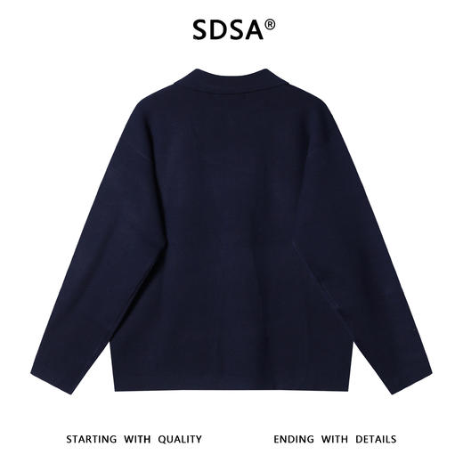 9989SDSA男士秋冬新款痞帅男装老钱风翻领毛衣纯色贴袋设计百搭针织衫 商品图5