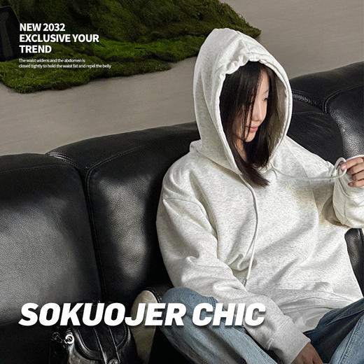 美式潮流重磅连帽卫衣女oversize慵懒运动上衣秋冬保暖套头休闲长袖圆领套头体恤衫 商品图1