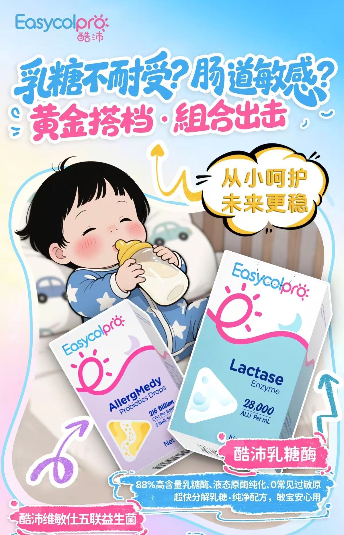 88%酷沛乳糖酶1瓶＋酷沛维敏仕五联益生菌1瓶