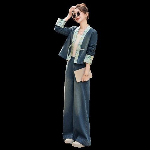 新中式超火感阔腿裤穿搭两件套GJC2517 商品图4