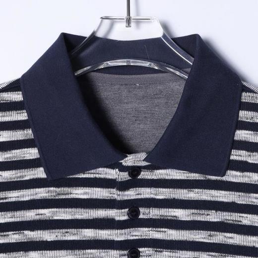 8583653SDSA男士秋冬新款痞帅男装韩版撞色条纹polo衫拼接下摆设计百搭 商品图2