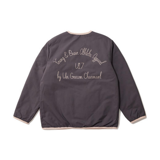 U17 绗缝葫芦格双面穿印花棉服 深灰色 商品图3