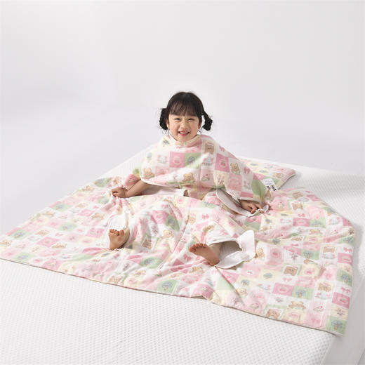 A类全棉双层纱儿童防踢被 纯棉四层纱布多功能盖毯幼儿园宝宝夏凉被 商品图0