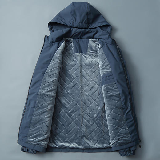 【可拆卸帽】【DWN】大依优型大码男装秋冬加绒外套夹克立领连帽可拆卸时尚休闲运动商务加绒加厚棉衣防风 商品图5