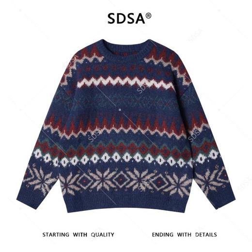 45119SDSA男士秋冬新款痞帅男装韩版撞色趣味条纹圆领针织衫百搭毛衣 商品图1