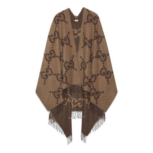 GUCCI 古驰 女士双面超级双G山羊绒斗篷 棕色 774308 4GABX 9764 商品图0