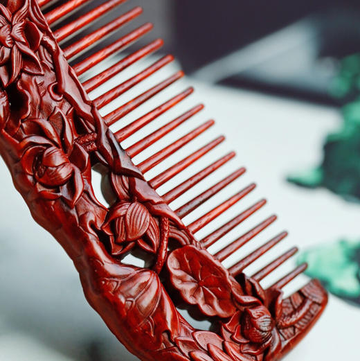 【青山特惠】小叶紫檀【夏荷】木梳.发梳.礼盒装 s56 商品图4