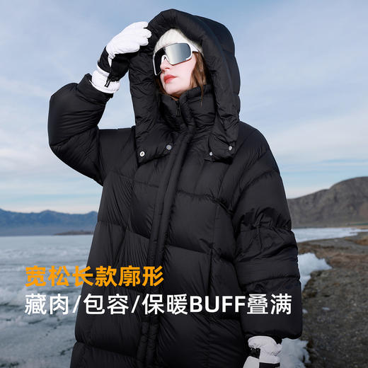 【高蓬高充绒】三彩2025冬季新款90白鸭绒羽绒服防水易打理长款M 商品图3