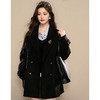鹿向南「丽兹日记」学院风黑色中长款双排扣宽松显瘦毛呢外套女秋 商品缩略图0
