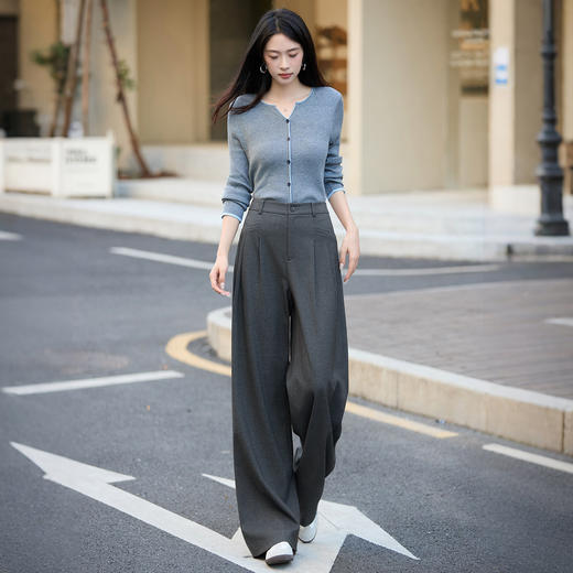 【10/1新品】熙世界早八通勤西装裤女2025秋季新款高级感休闲宽松直筒阔腿裤子 商品图2