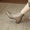 【预售5天】巨舒适~软羊皮粗跟法式及裸靴短靴女秋冬新款尖头切尔西单靴LG&2363-35 商品缩略图0