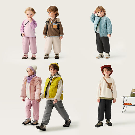 迷你巴拉男童女童裤子2025冬新品保暖内里加绒儿童简约工装裤 商品图2