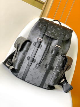 夏季特惠💰1100 原单LV 变码芯片 M46331黑灰 银花双肩登山包小号 Christopher 小号双肩包