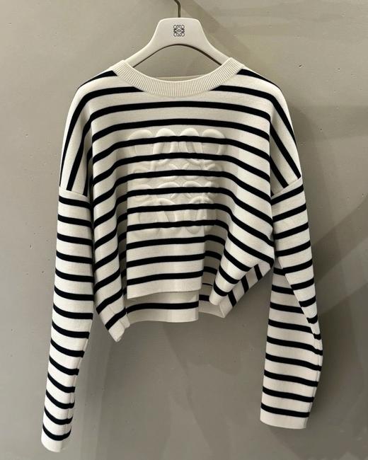 女款logo条纹短款针织毛衣014 商品图0