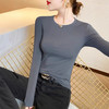 【买一送一】圆领黑色打底衫女螺纹春秋冬季西装内搭修身洋气长袖T恤针织上衣 商品缩略图2