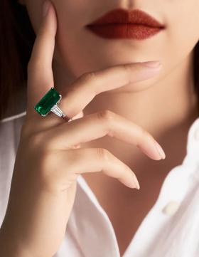 伽罗 JALO R3款 培育哥伦比亚祖母绿宝石18K金戒指