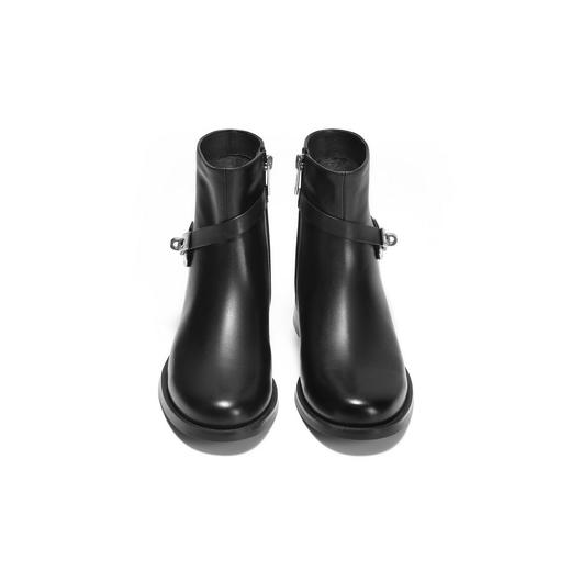 BF楼百丽女靴真皮通勤时装靴新款粗跟瘦瘦靴反绒面中筒短靴3QF48DD5 商品图2