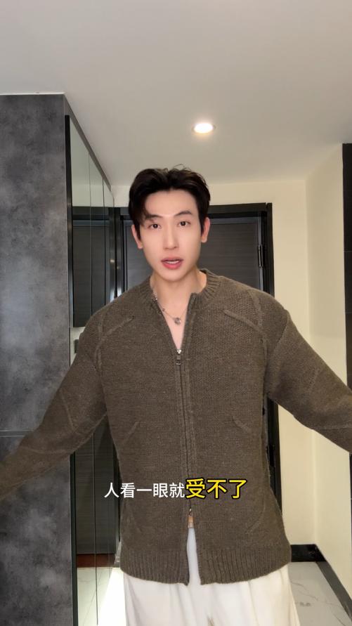 257118SDSA秋冬新款痞帅男装老钱风解构拉链圆领针织衫百搭慵懒开衫毛衣 商品图0