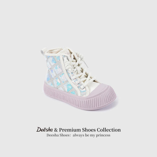 笛莎Deesha 女童童鞋2025冬季新款甜酷休闲高帮板鞋 商品图1