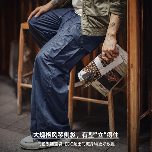 马登工装美式m65大口袋休闲裤日系cityboy蓝色梭织束脚长裤子男秋 商品图2