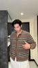 72630SDSA秋冬新款痞帅男装潮牌民族风提花条纹纽扣开衫圆领毛衣针织衫 商品缩略图0