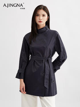 【都市通勤】阿菁娜新款极简风涂层棉风衣F30Q207002