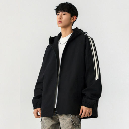 半身缘男装 春季运动条纹宽松户外机能工装夹克外套261112U01310044 商品图3