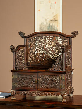 清早期	黄花梨透雕锦上添花宝座式镜台