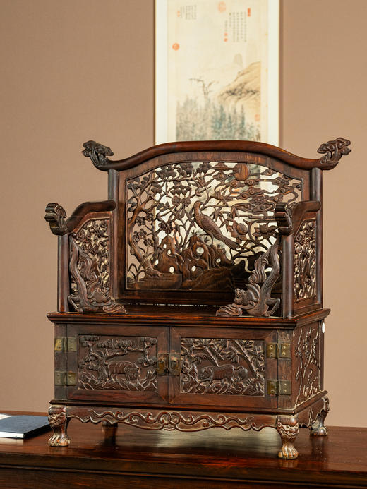 清早期	黄花梨透雕锦上添花宝座式镜台 商品图0