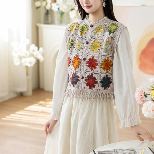 苏苏姐家花影流苏马甲手工编织羊毛线上衣diy钩针毛线团材料包 商品图2