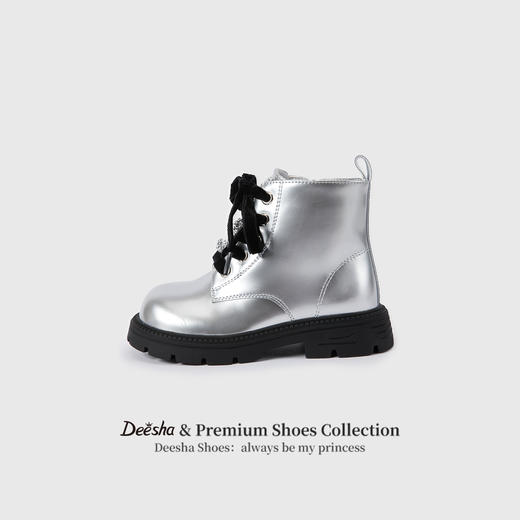 笛莎Deesha 女童童鞋2025冬季新款短筒薄绒皮靴 商品图0