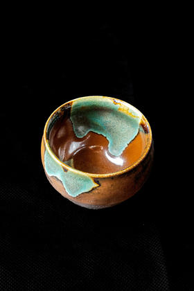 栃木益子烧·萩原芳典手作·圆腹陶杯（孤品）