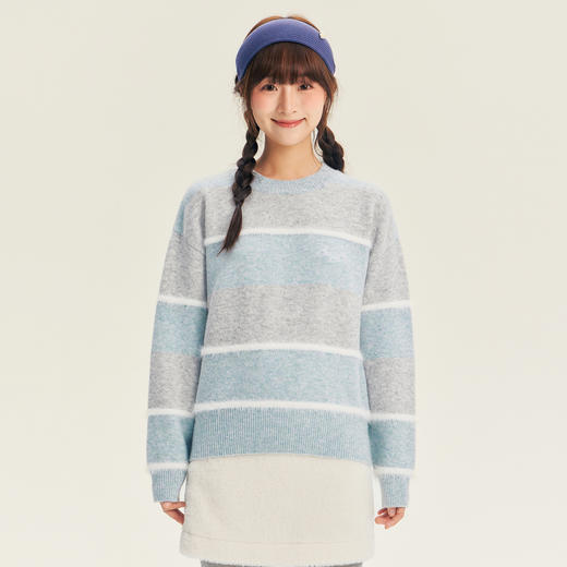 笛莎Deesha青少年女童毛衣2025冬季女童条纹圆领套头毛衣 商品图0