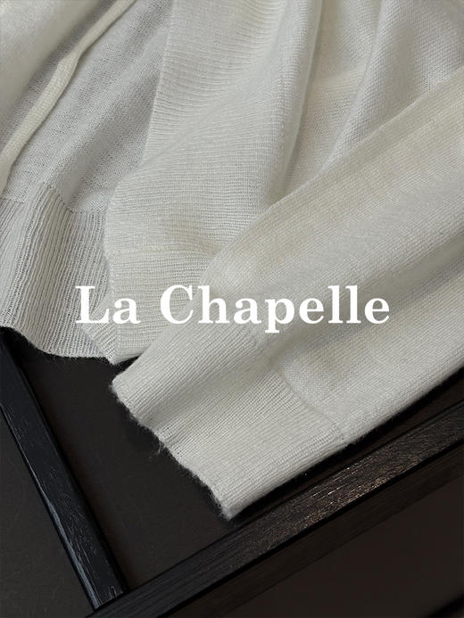 专柜实拍【绵羊毛/高质感】拉夏贝尔/La Chapelle设计感抽绳系带针织衫女秋季新款撞色V领长袖上衣 商品图9