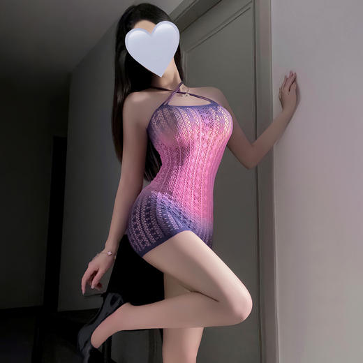 霏慕 渐变色提花镂空包臀连身网衣7557  可「撕」情趣内衣qqny连身网衣性感诱惑大尺度床上挑逗男人 商品图4