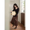 鹿向南「琥珀松林」设计感不规则咖色半身裙女秋高腰显瘦A字长裙 商品缩略图2