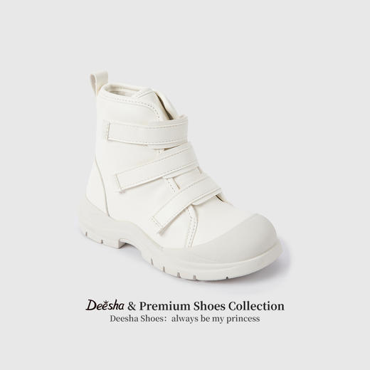 笛莎Deesha 女童童鞋2025冬季新款短筒加绒皮靴 商品图1