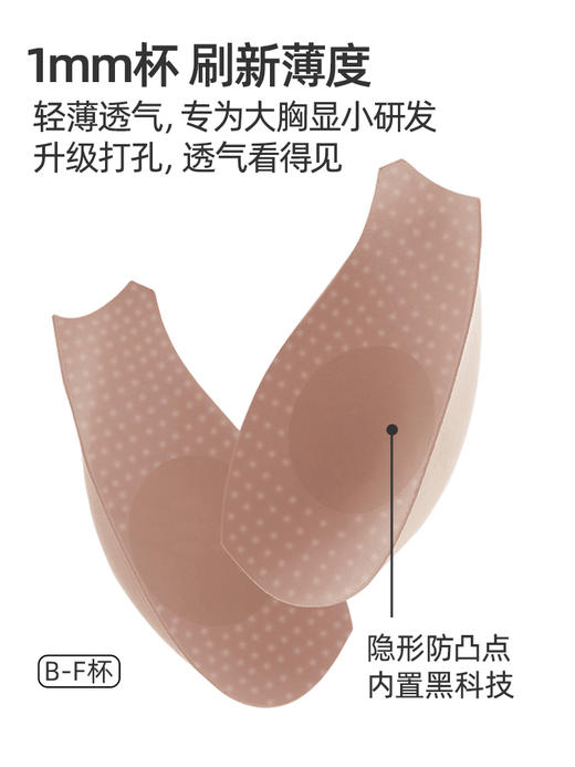 【小气泡】遐1mm杯防凸点蕾丝无痕内衣女轻薄全罩杯大胸显小文胸 商品图2