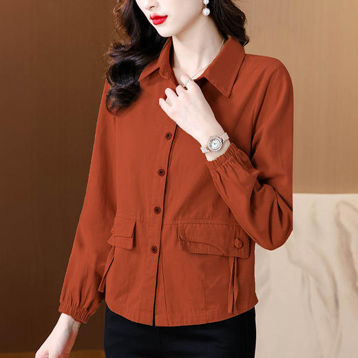 妈妈薄款外套女士春秋2025新款短款洋气百搭中年休闲大码衬衫外套 商品图3