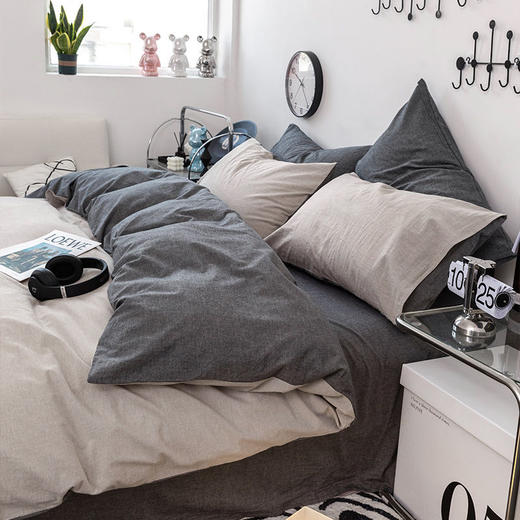 【多妈团购 A类高端色织全棉水洗棉日系无印风四件套】A类母婴级别，安全可靠，100%棉，柔软亲肤，不易掉色，不易起球，可机洗水洗，解放双手-南通智锦 商品图3