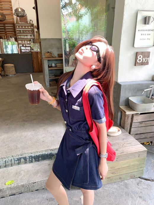 <曾小咸推荐>现货秒杀！微信超特价！高级感收腰显瘦绑带牛仔连衣裙 日常229.99 立减130 秒杀99.99！ 商品图10