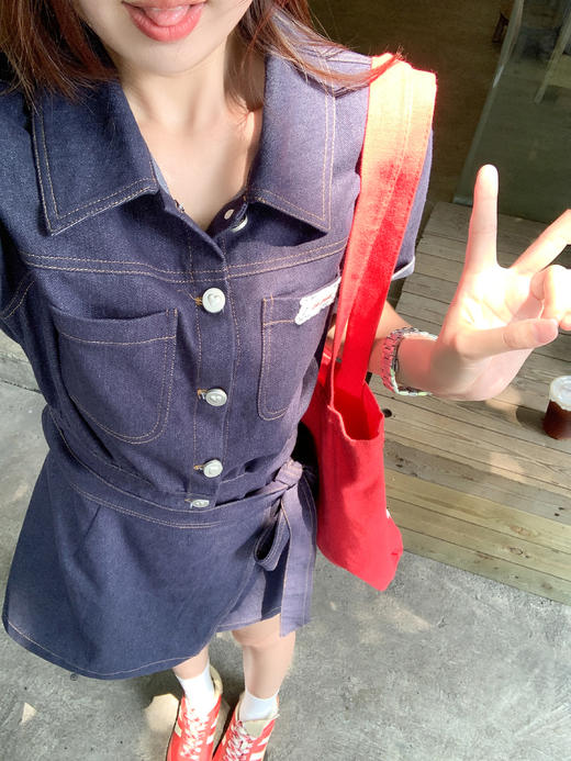 <曾小咸推荐>现货秒杀！微信超特价！高级感收腰显瘦绑带牛仔连衣裙 日常229.99 立减130 秒杀99.99！ 商品图11