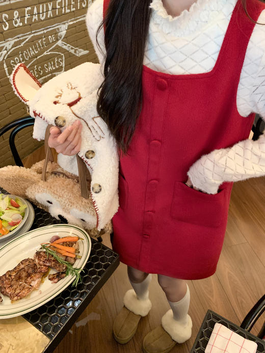 <曾小咸推荐>氛围红色叠穿背心连衣裙 商品图4