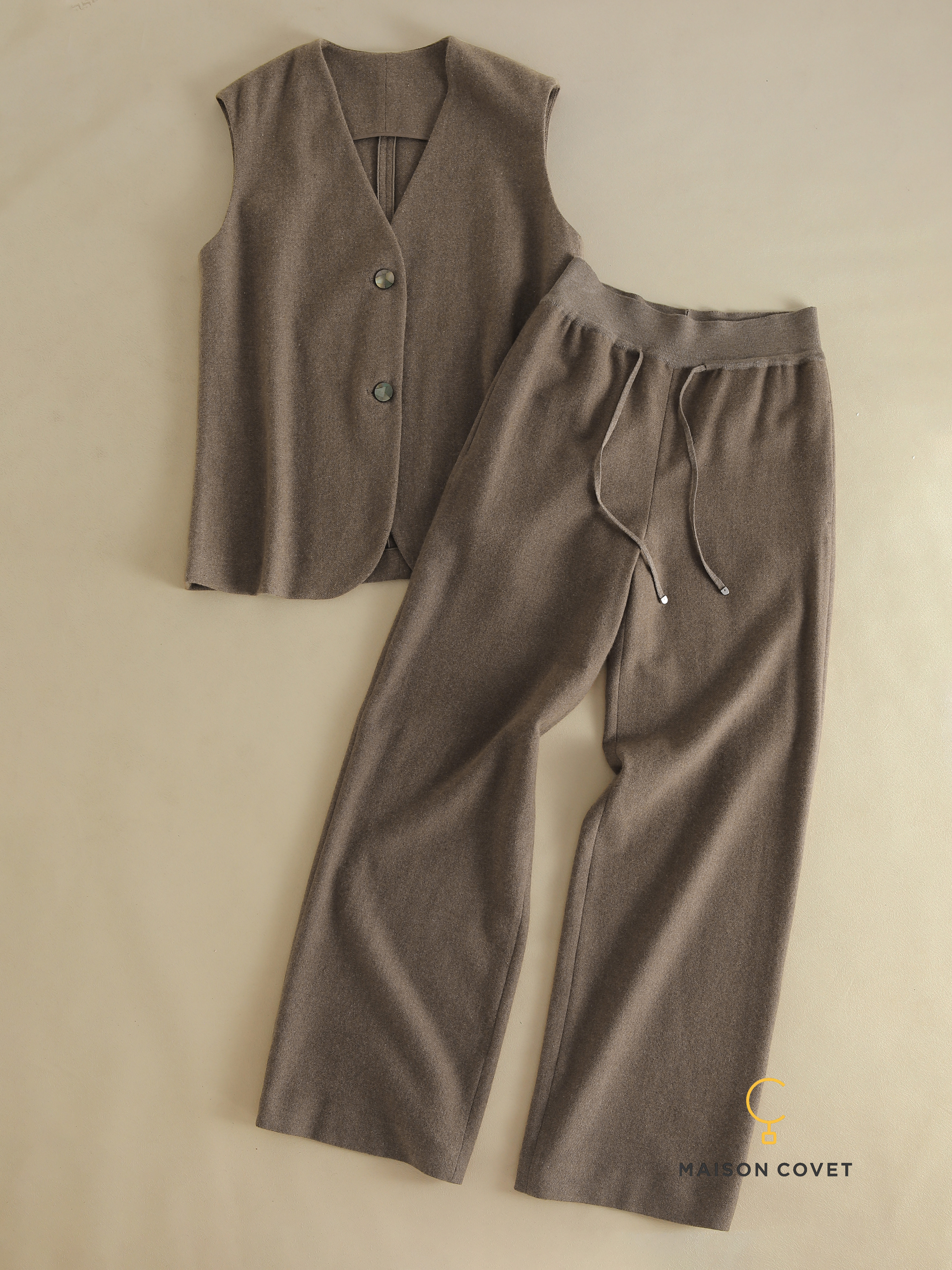 MAISON COVET 纯山羊绒马甲长裤套装