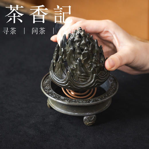 茶香记仿旧古锡博山炉香炉香薰炉经典古朴茶道配件盘香塔香皆可 商品图2