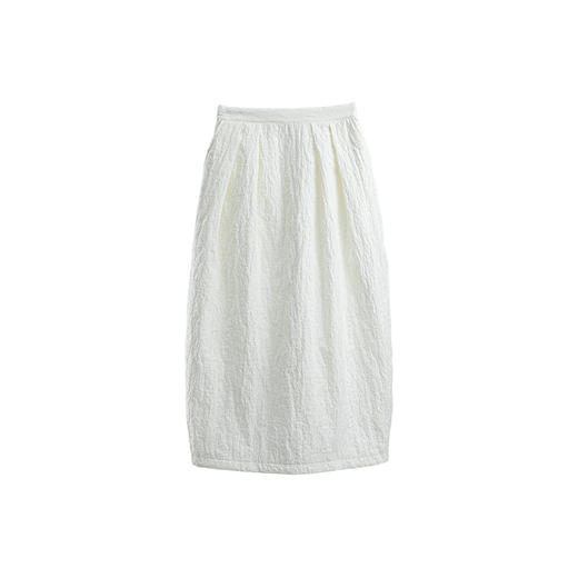 绽放637朵/棉立体浮雕起泡提花半松紧腰茧型文艺半身裙女半身长裙 商品图4