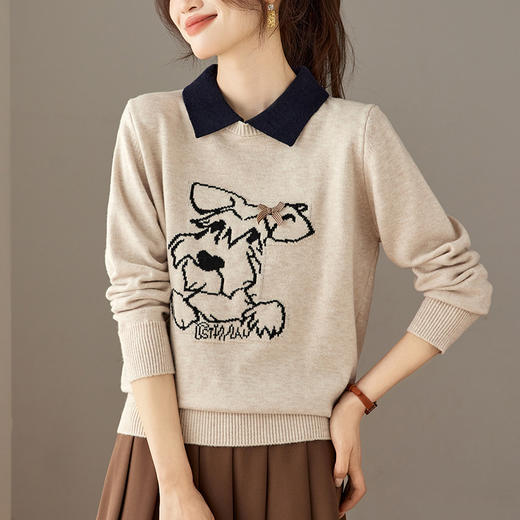 娃娃领毛衣内搭，洋气减龄上衣宽松短款打底针织衫CC-27-25168 商品图0