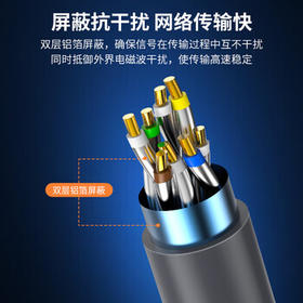秋叶原（CHOSEAL）超六类双屏蔽网线 CAT6A类万兆抗干扰降衰减纯铜 工程家装网络宽带线 灰 100米 QS2669AT100